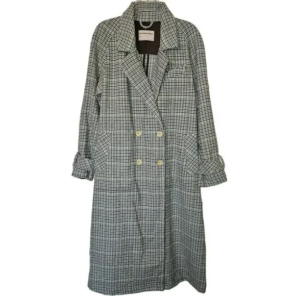 New Free People WE THE FREE Liberty Duster Plaid Jacket $298 X-SMALL Light Blue